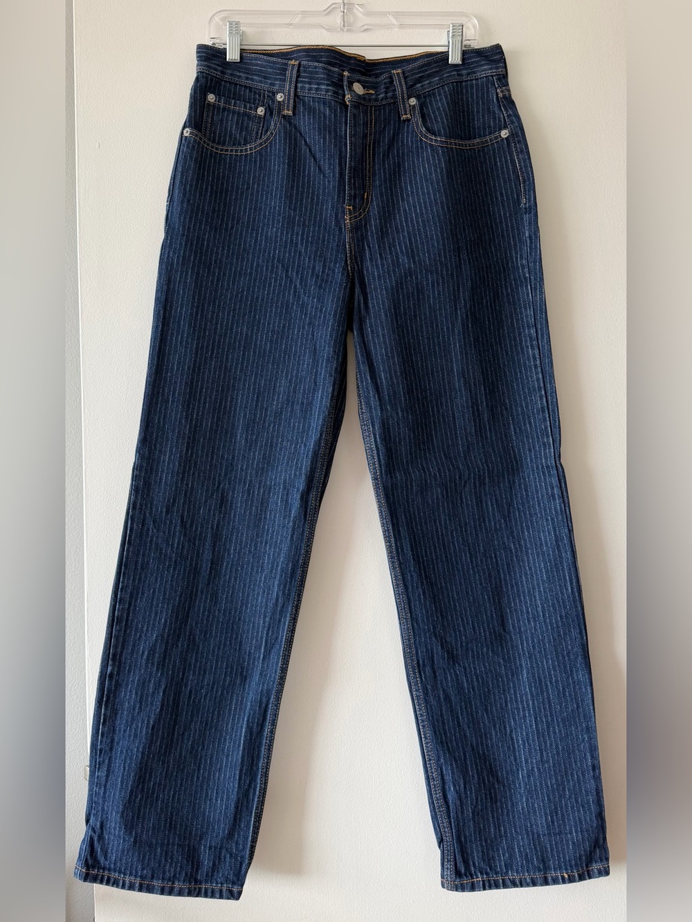 Levi's Low Pro Pinstripe Straight Leg Jeans 100% Cotton Dark Wash W29 L30